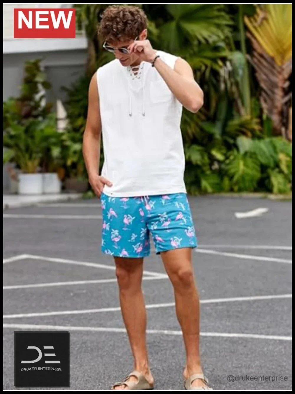 Mens Swim Trunks with Compression Liner 5 Inseam Quick Dry Zipper Pockets